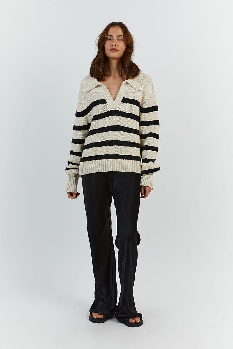 COLBIE BLACK AND STONE KNIT JUMPER