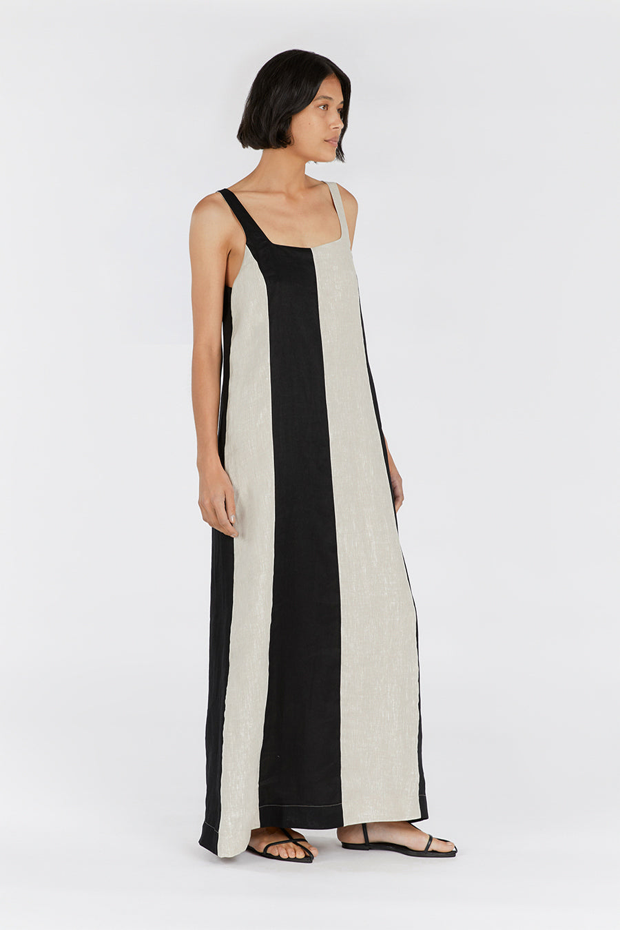 AGI NATURAL COLOUR BLOCK MAXI DRESS