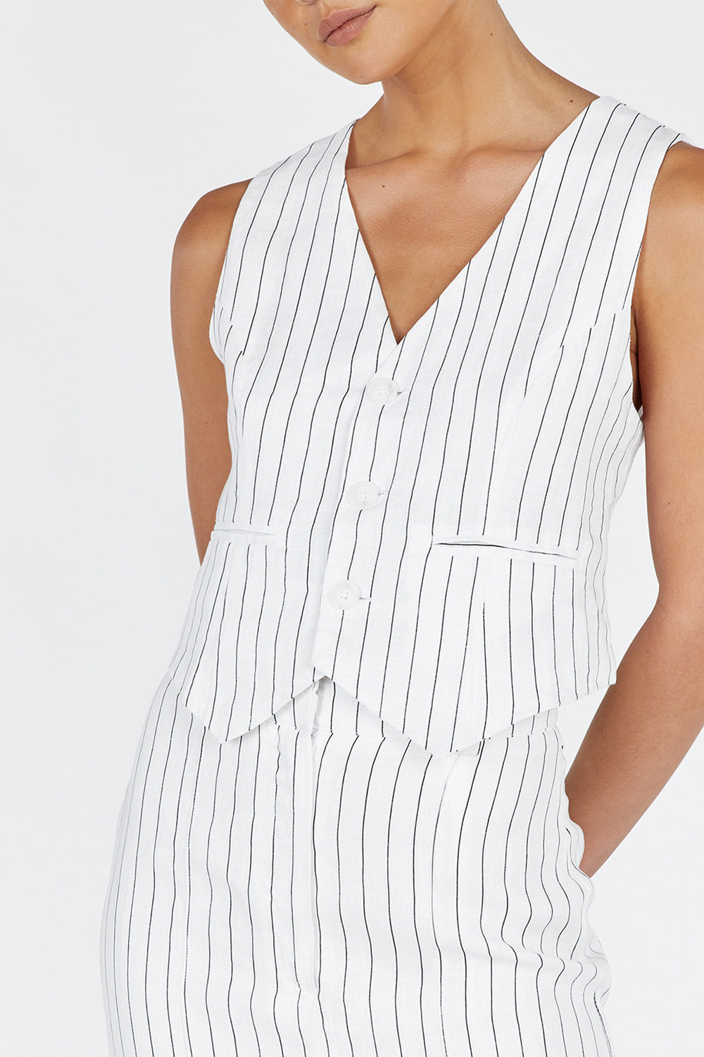 MARCEL WHITE PINSTRIPE VEST
