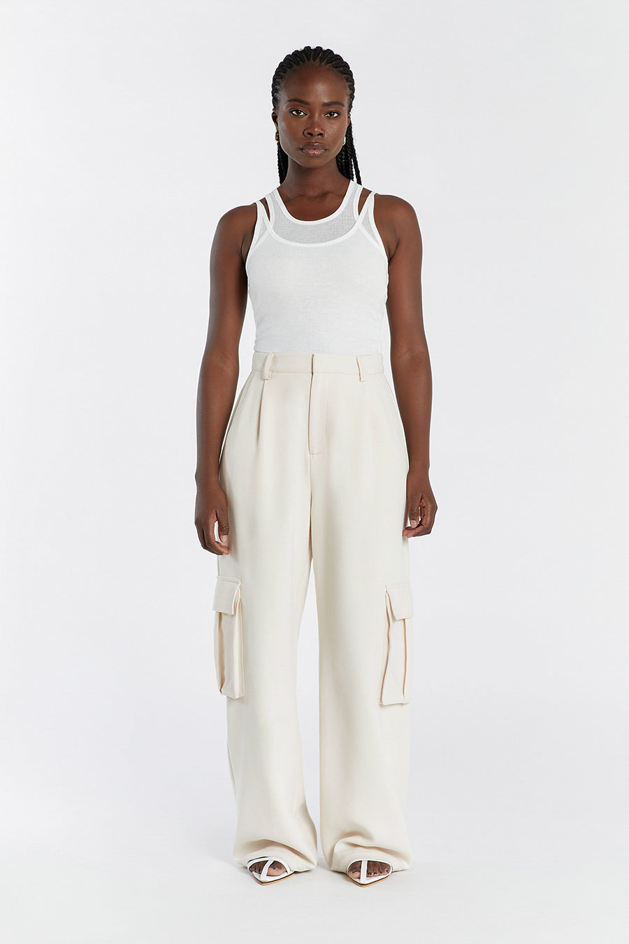 JUDE OFF WHITE SLEEVELESS LAYER TOP