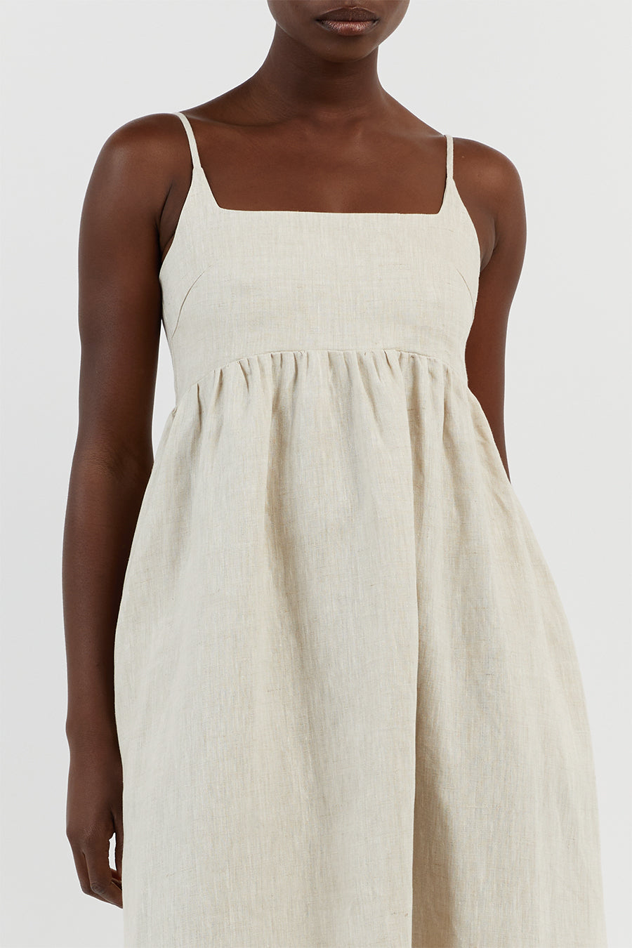 SUNNY NATURAL LINEN MIDI DRESS
