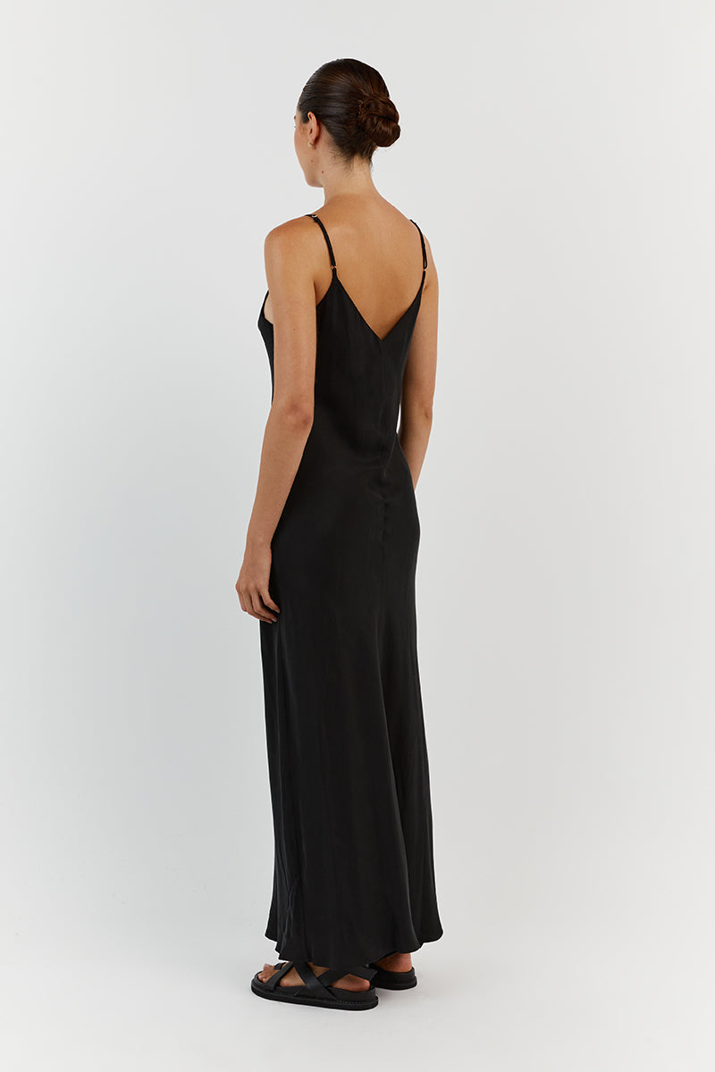 KINGSTON BLACK CUPRO MIDI DRESS