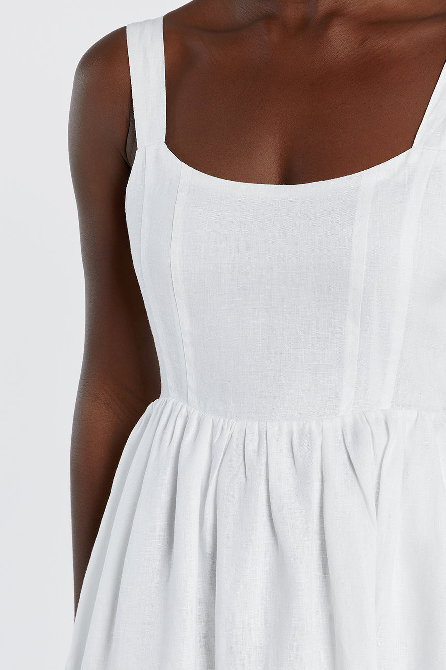 SPENCER WHITE LINEN MIDI DRESS