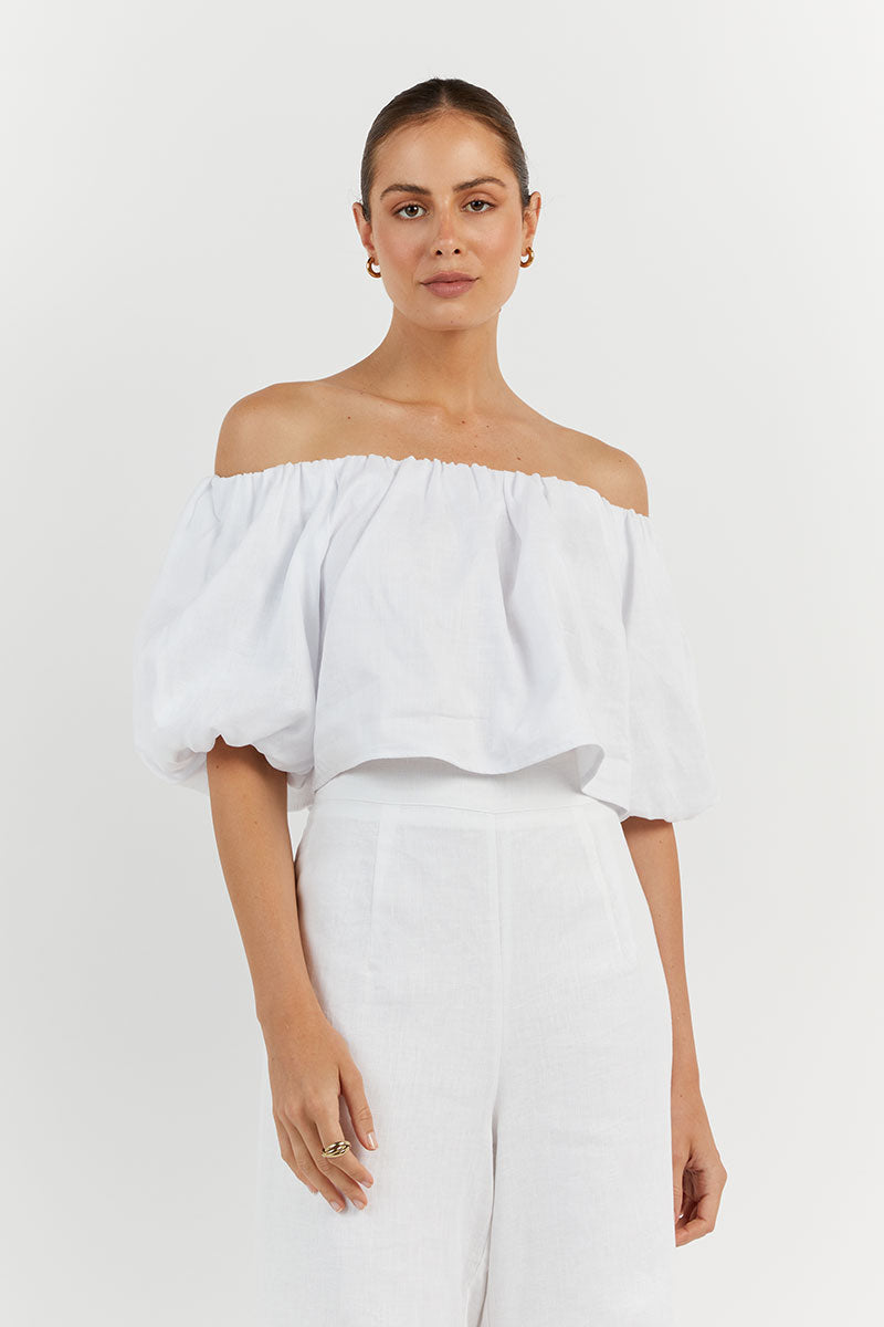 PENELOPE WHITE LINEN TOP