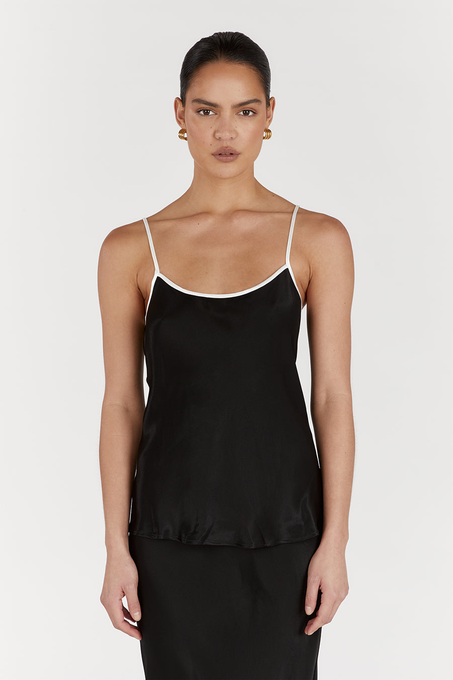 LETTY BLACK SATIN CONTRAST CAMI
