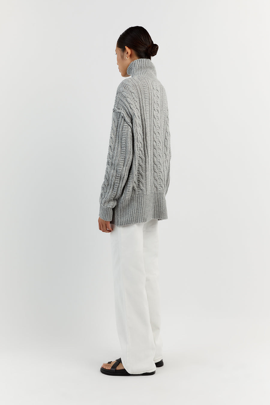 MARA GREY MARLE CABLE KNIT JUMPER