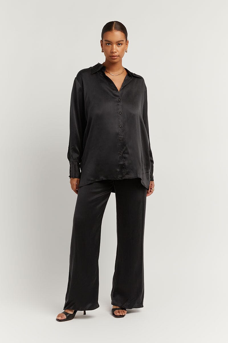 EVANS BLACK SILK SHIRT