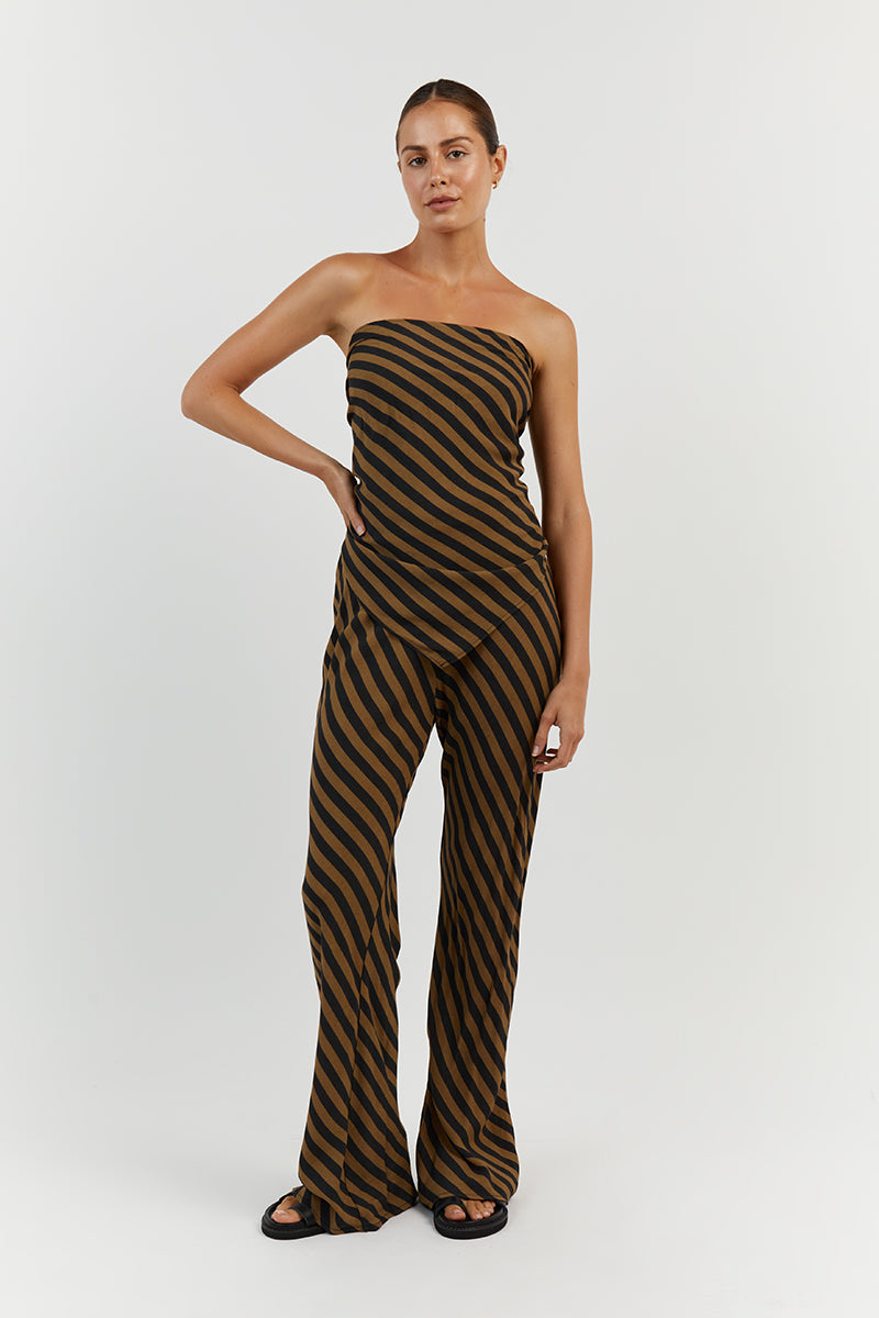 CLEMENCE MOSS STRIPE BIAS CUT PANT