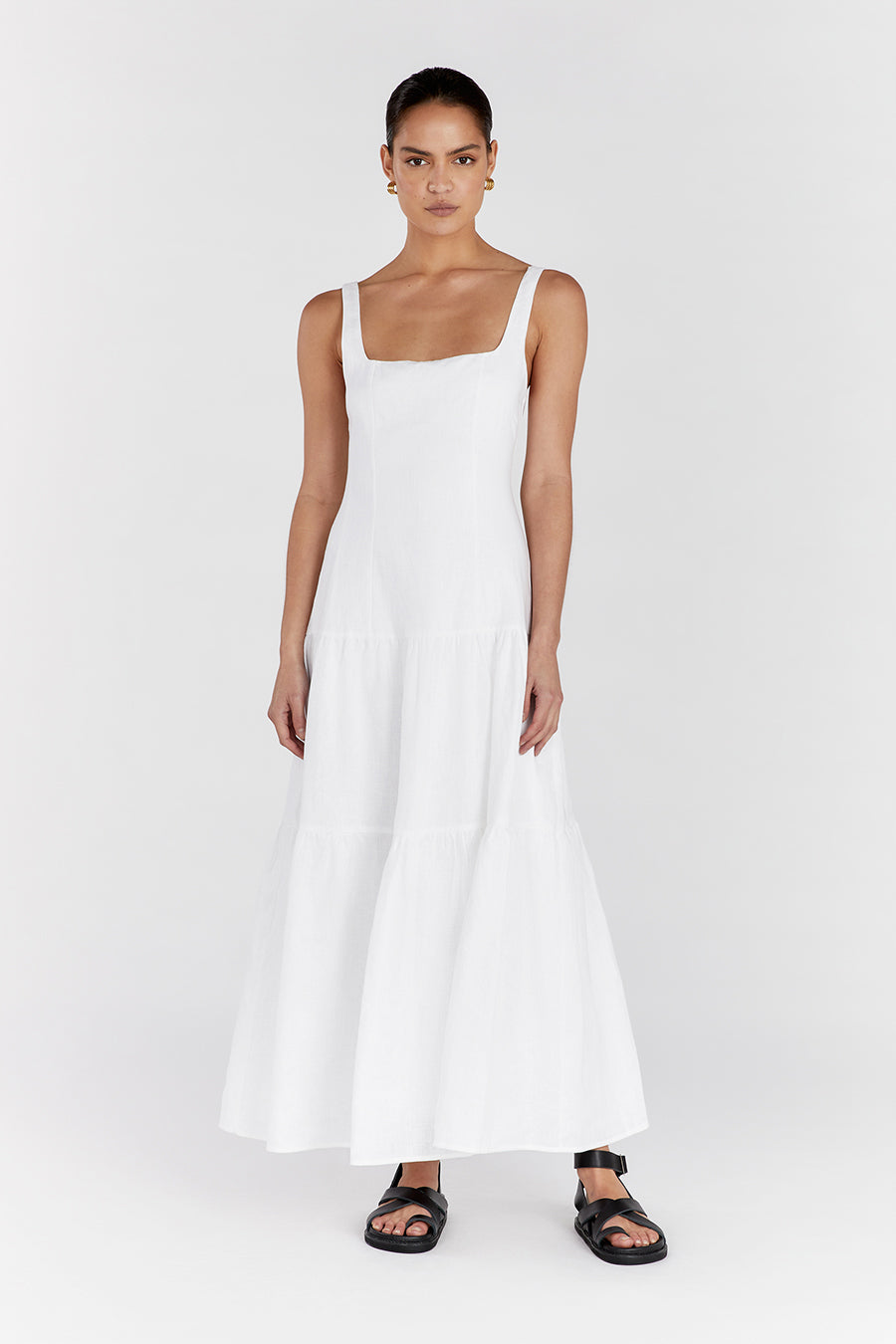 CAMILLE WHITE LINEN MAXI DRESS