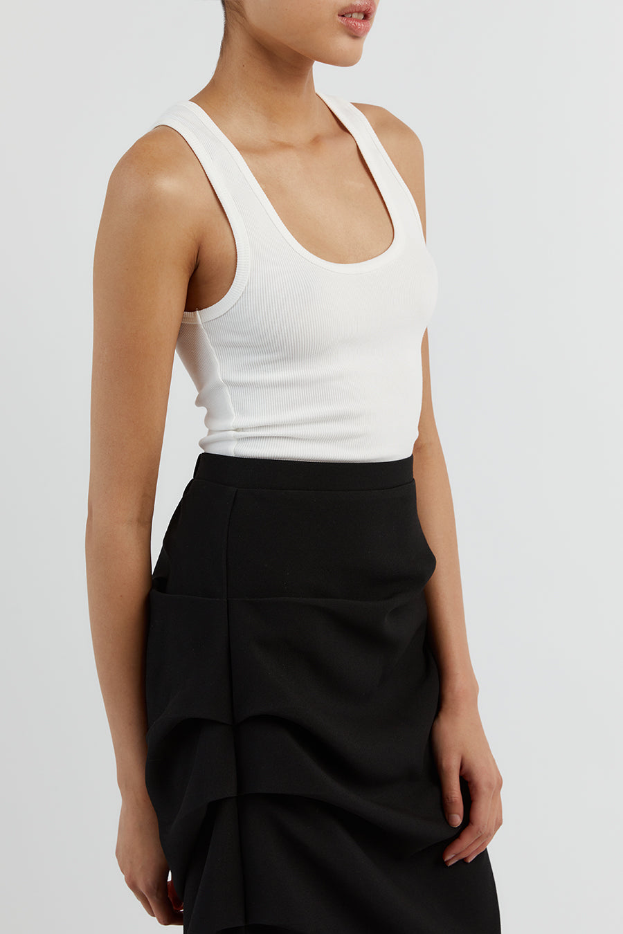 NILE BLACK ROUCHED MAXI SKIRT