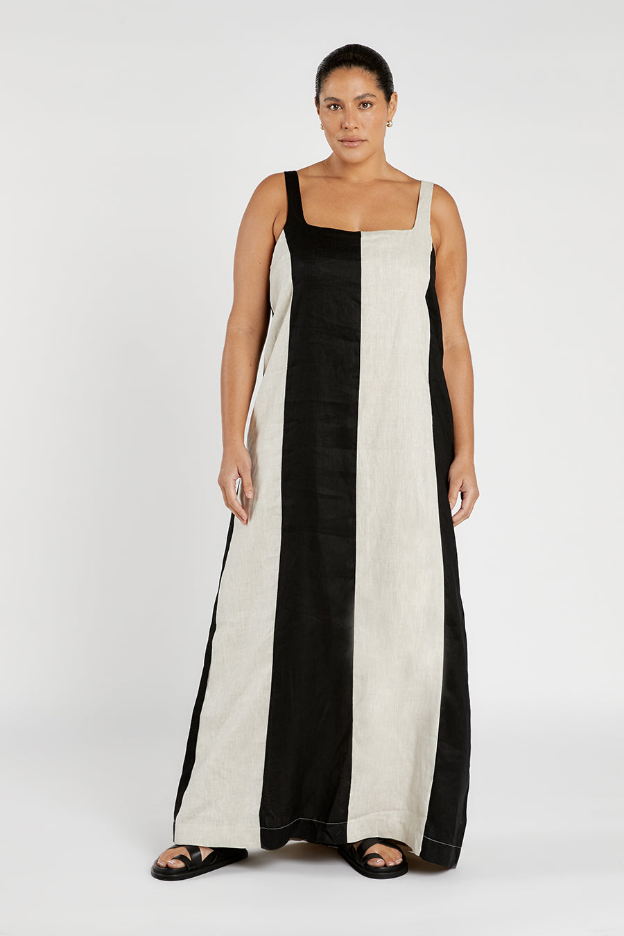 AGI NATURAL COLOUR BLOCK MAXI DRESS