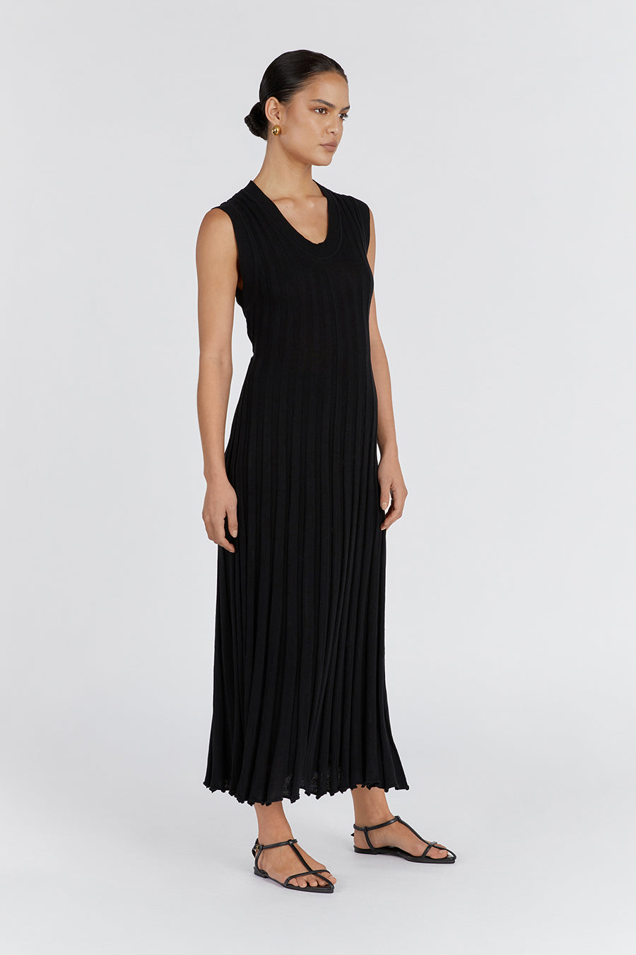 ASTRID BLACK SCOOP MIDI DRESS