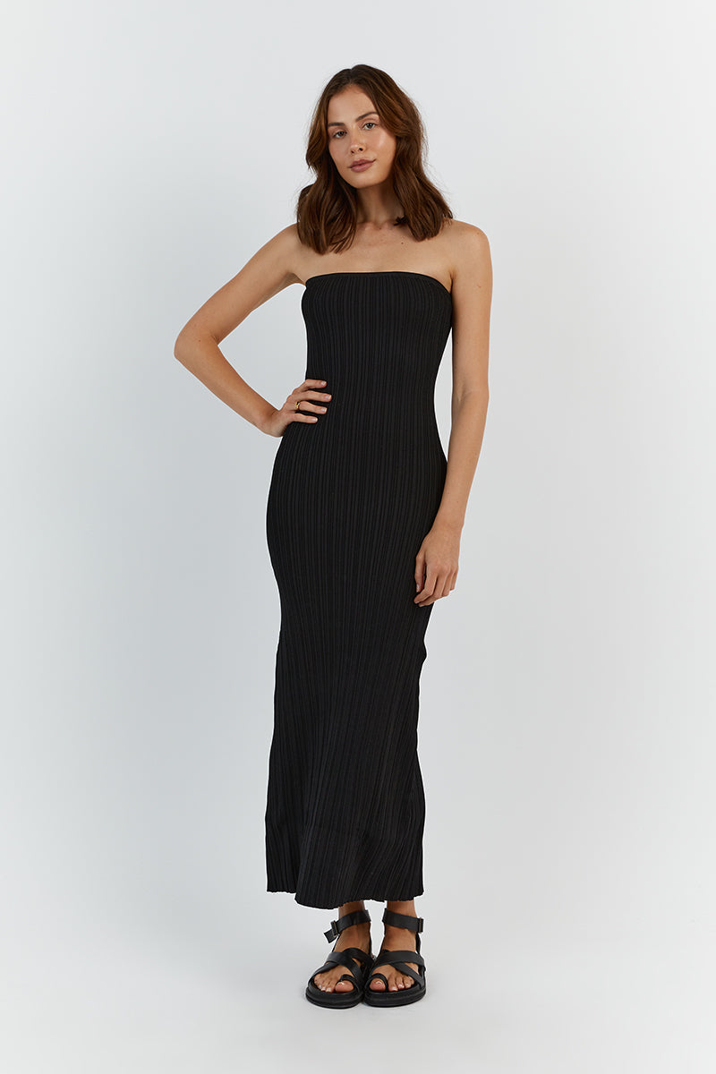 SIENNA BLACK BANDEAU MIDI DRESS
