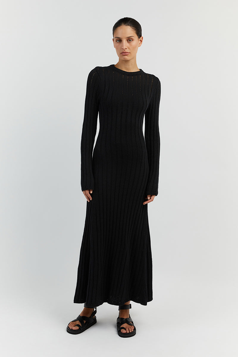 STEVIE BLACK LONG SLEEVE MAXI DRESS