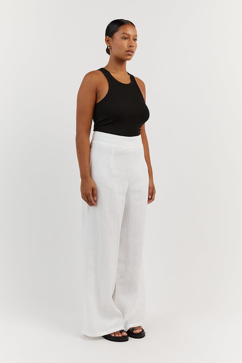 FLICK WHITE LINEN PANT
