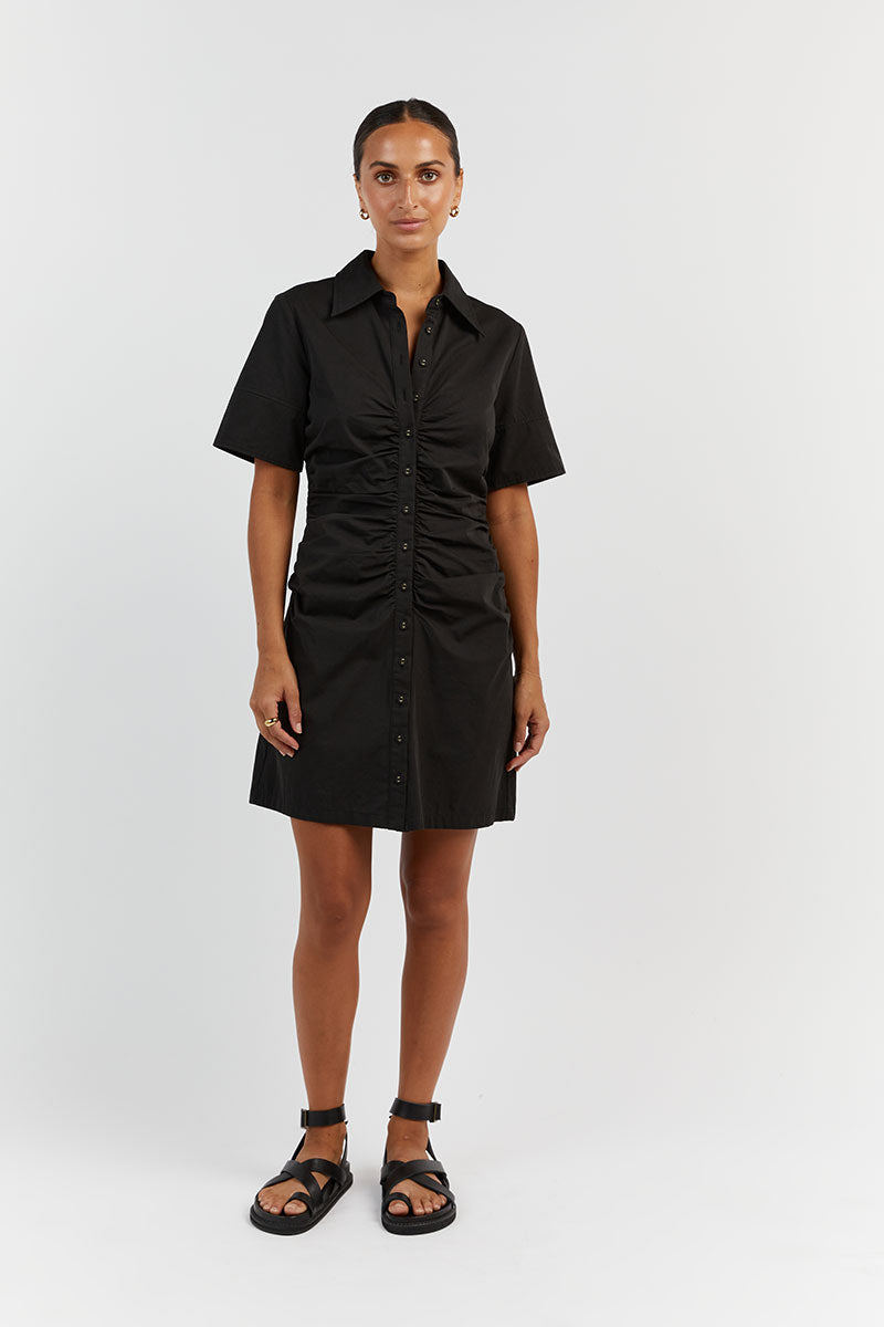 ALLISON BLACK COTTON MINI DRESS