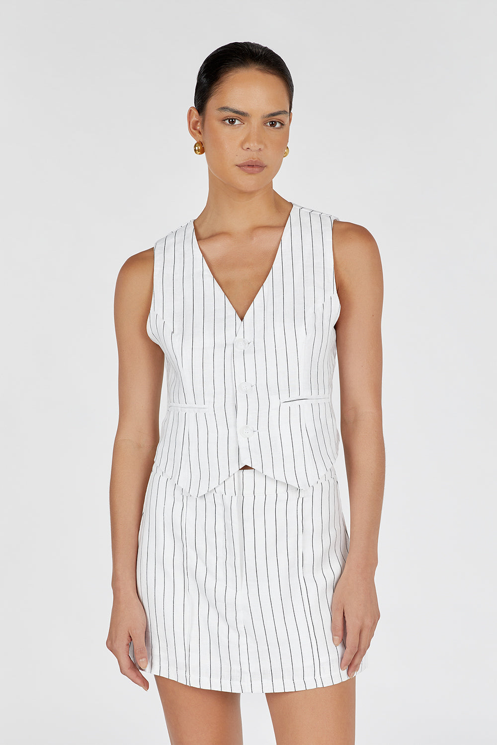 MARCEL WHITE PINSTRIPE VEST