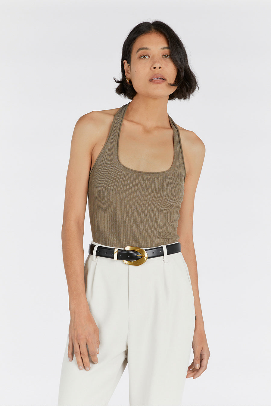 EDDISON MOSS KNIT HALTER TOP