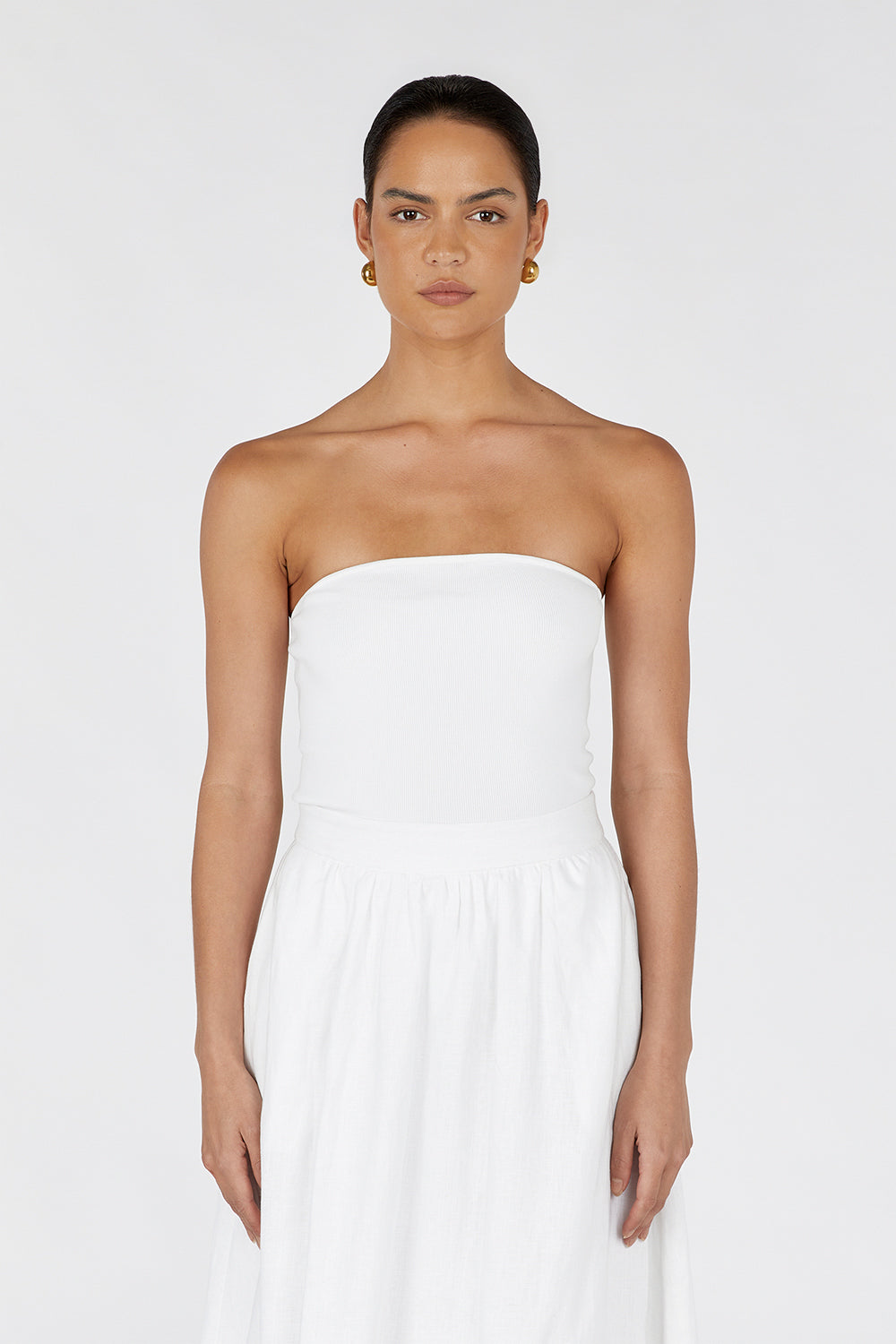 VERA OFF WHITE KNIT BANDEAU TOP