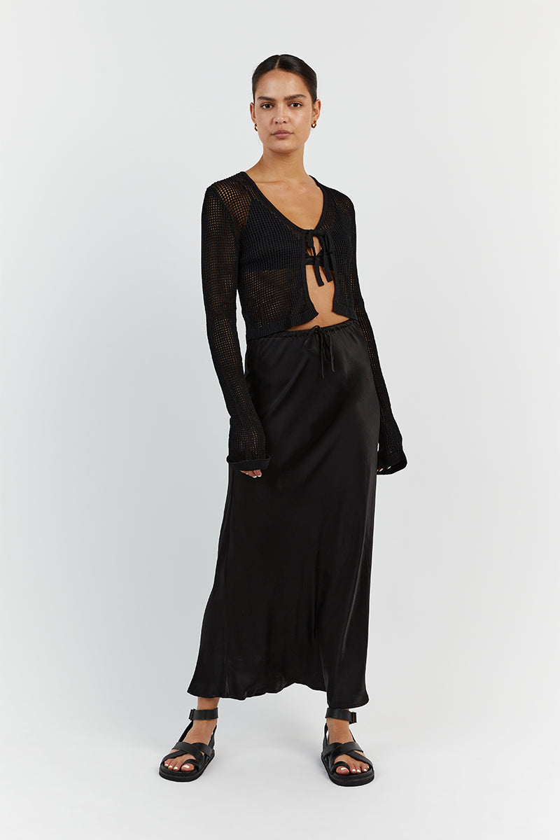 OPHELIA BLACK CROCHET CARDIGAN