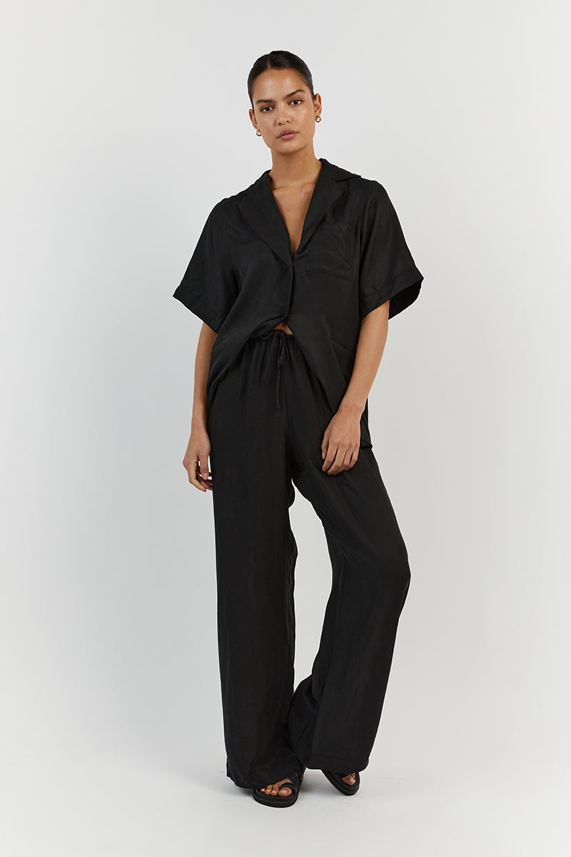 KINGSTON BLACK CUPRO WIDE LEG PANT