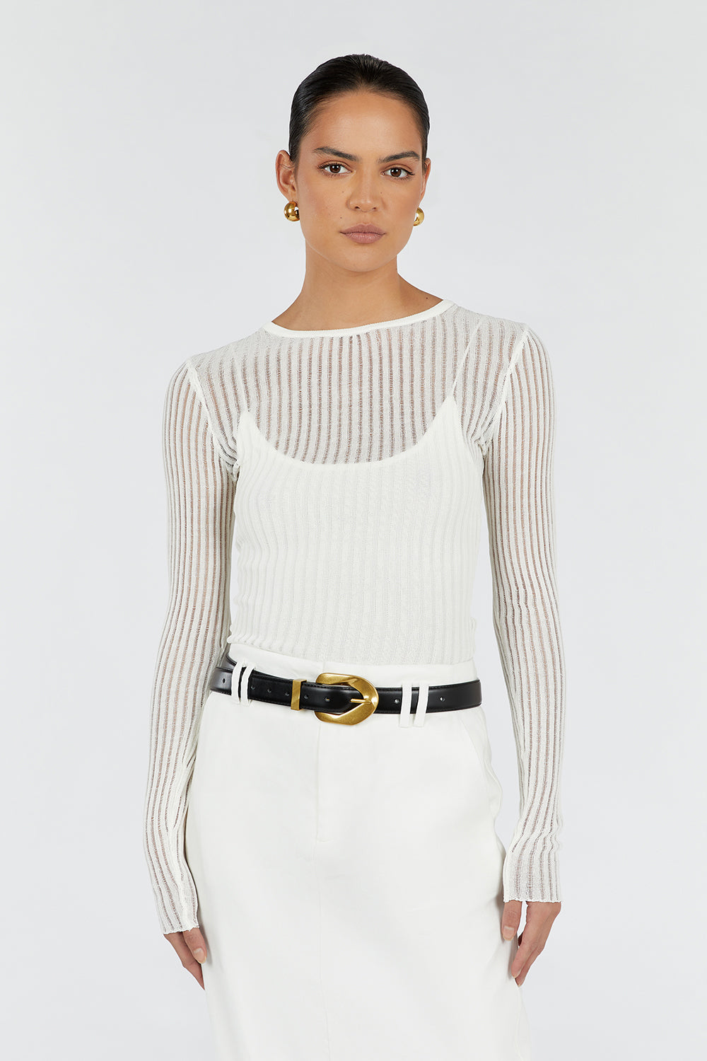 JOVIE OFF WHITE LONG SLEEVE TOP