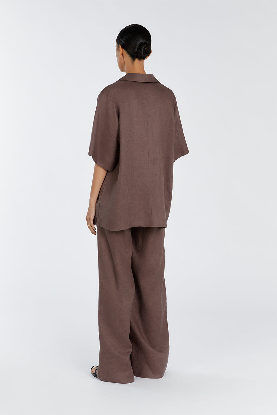 EMELIA CHOCOLATE LINEN WRAP SHIRT