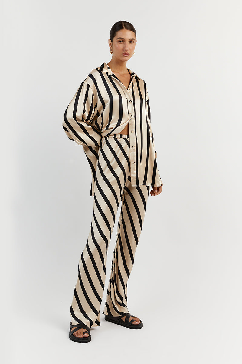 PIPPA STONE LONG SLEEVE SATIN SHIRT