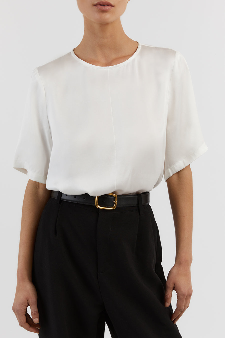 LAYLA WHITE SILK TEE