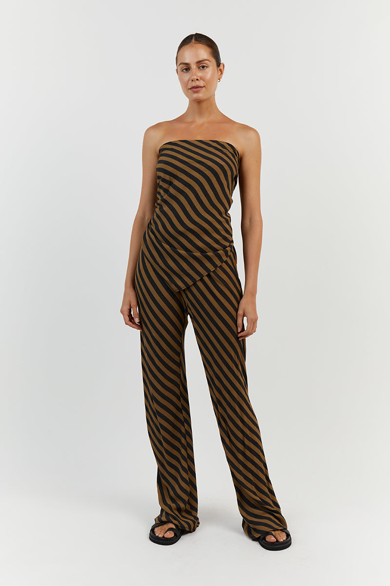 CLEMENCE MOSS STRIPE BIAS CUT PANT