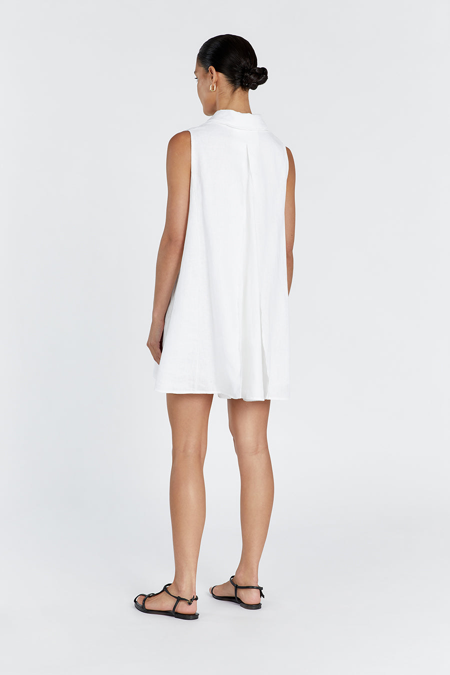 MARC WHITE LINEN SLEEVELESS  DRESS