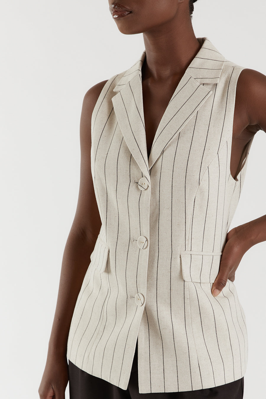 MURPHY NATURAL PINSTRIPE VEST