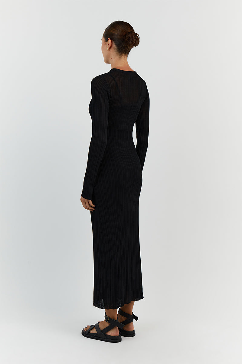 HARPER BLACK LONG SLEEVE KNIT DRESS