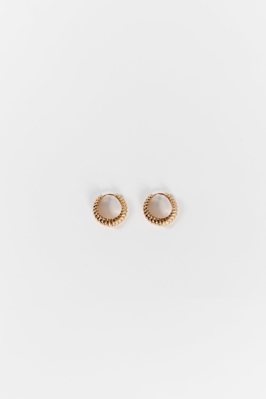 LUV AJ RIDGED MARABELLA GOLD HOOP EARRINGS