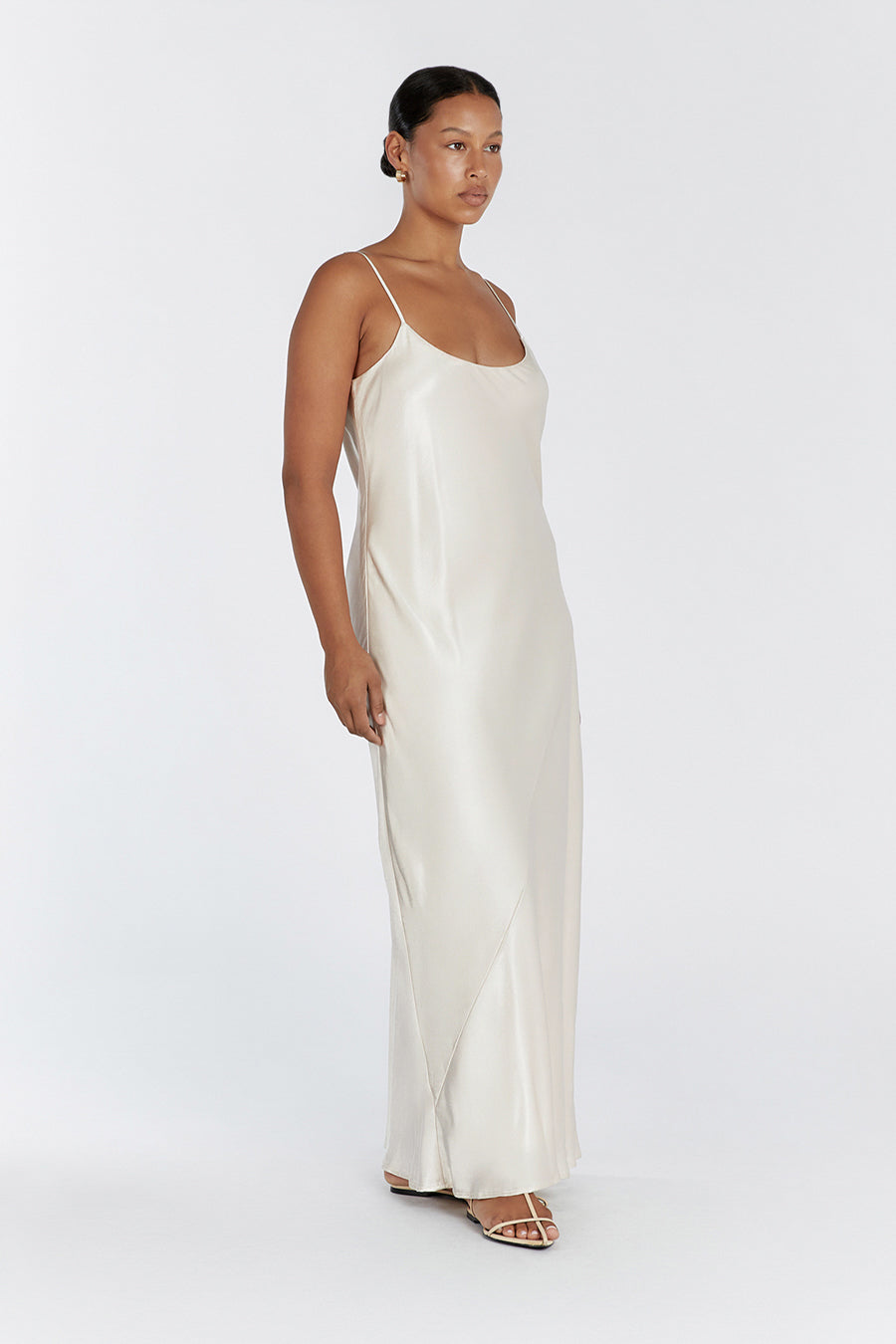 MYA CREAM SATIN SLIP MAXI DRESS