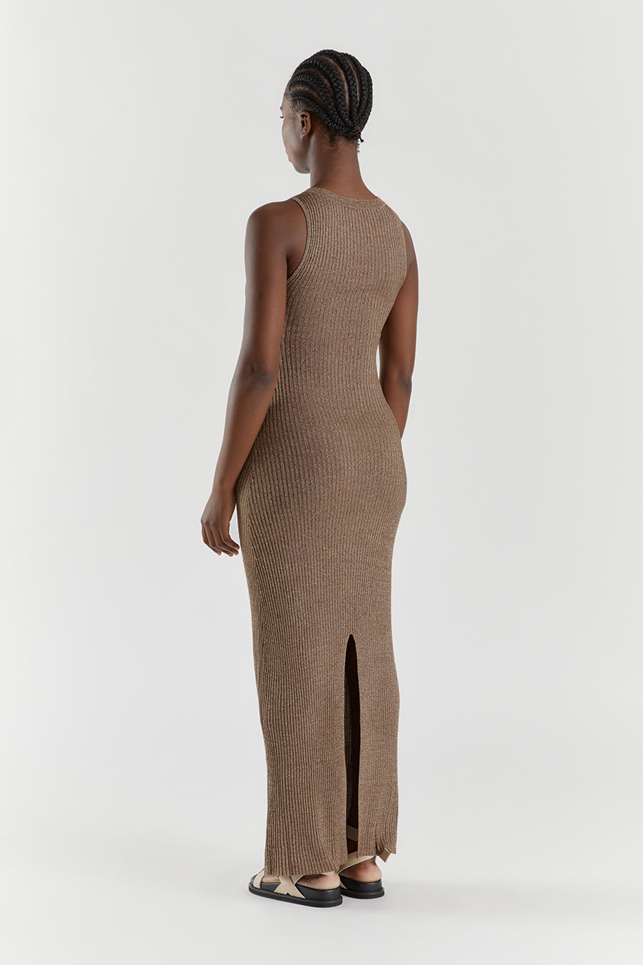 ZANTHE CHOC MARLE KNIT MAXI DRESS