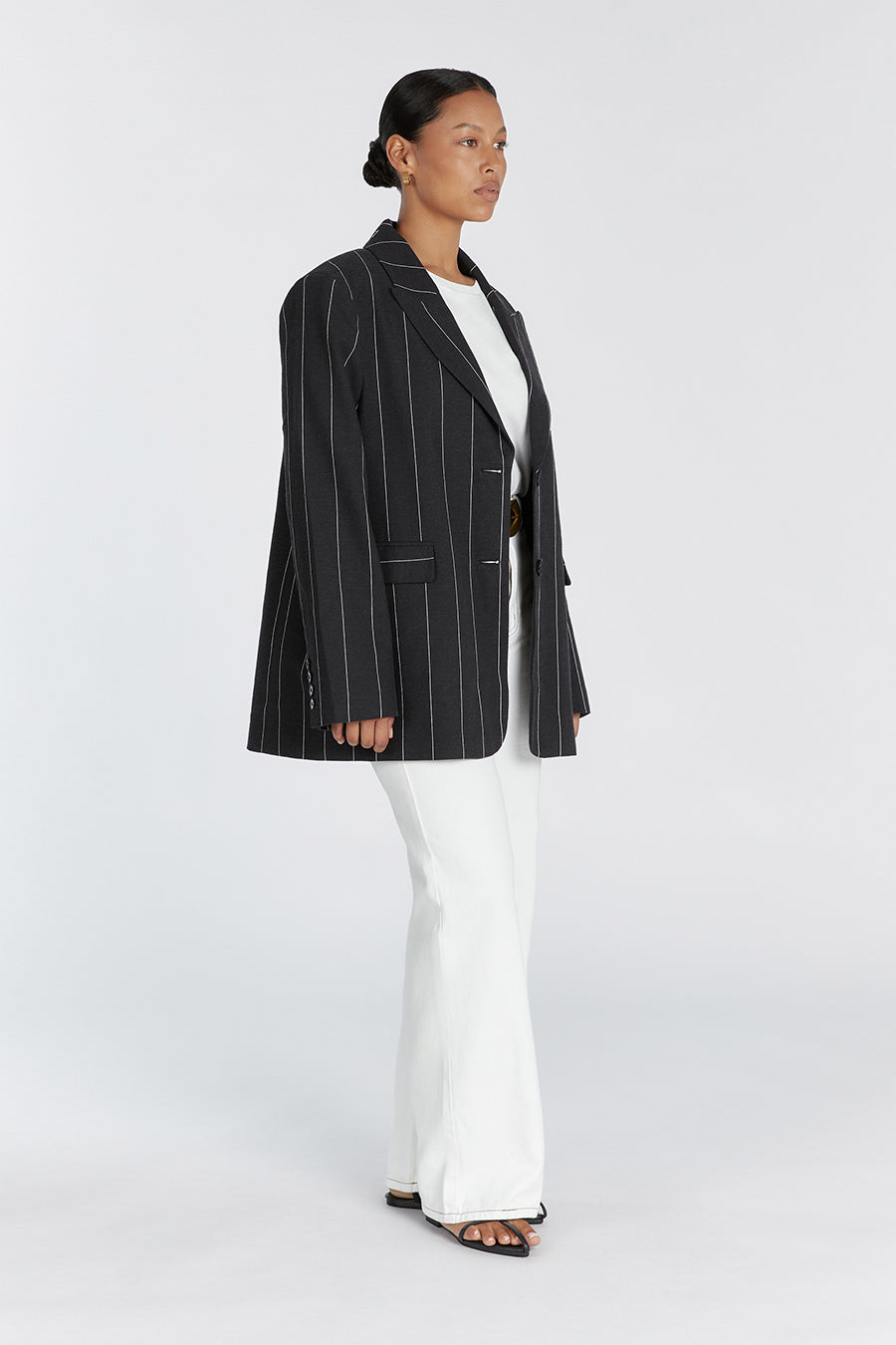 AVA BLACK PINSTRIPE BLAZER