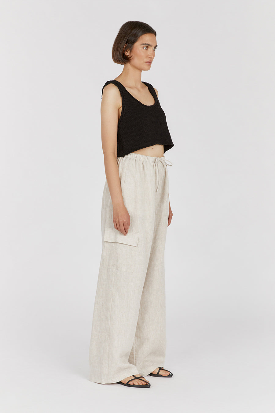 DION BLACK BOUCLE CROP TOP