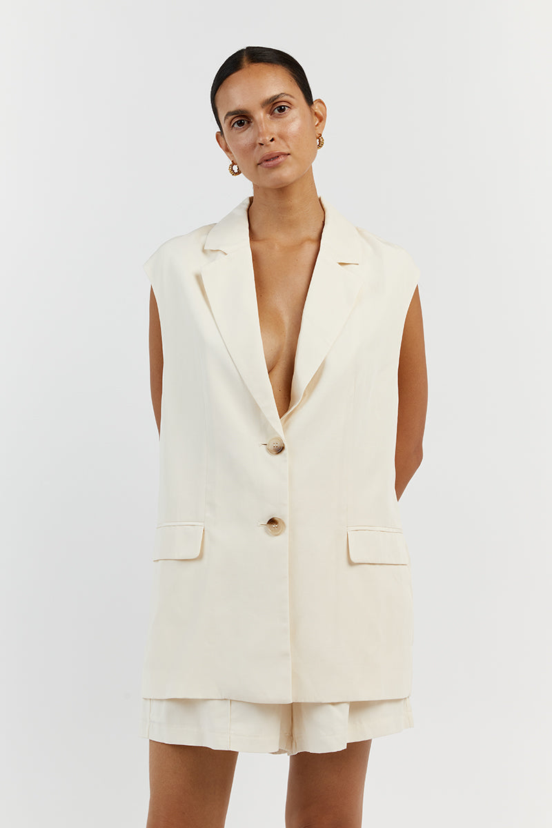 AMELIA OFF WHITE SLEEVELESS BLAZER