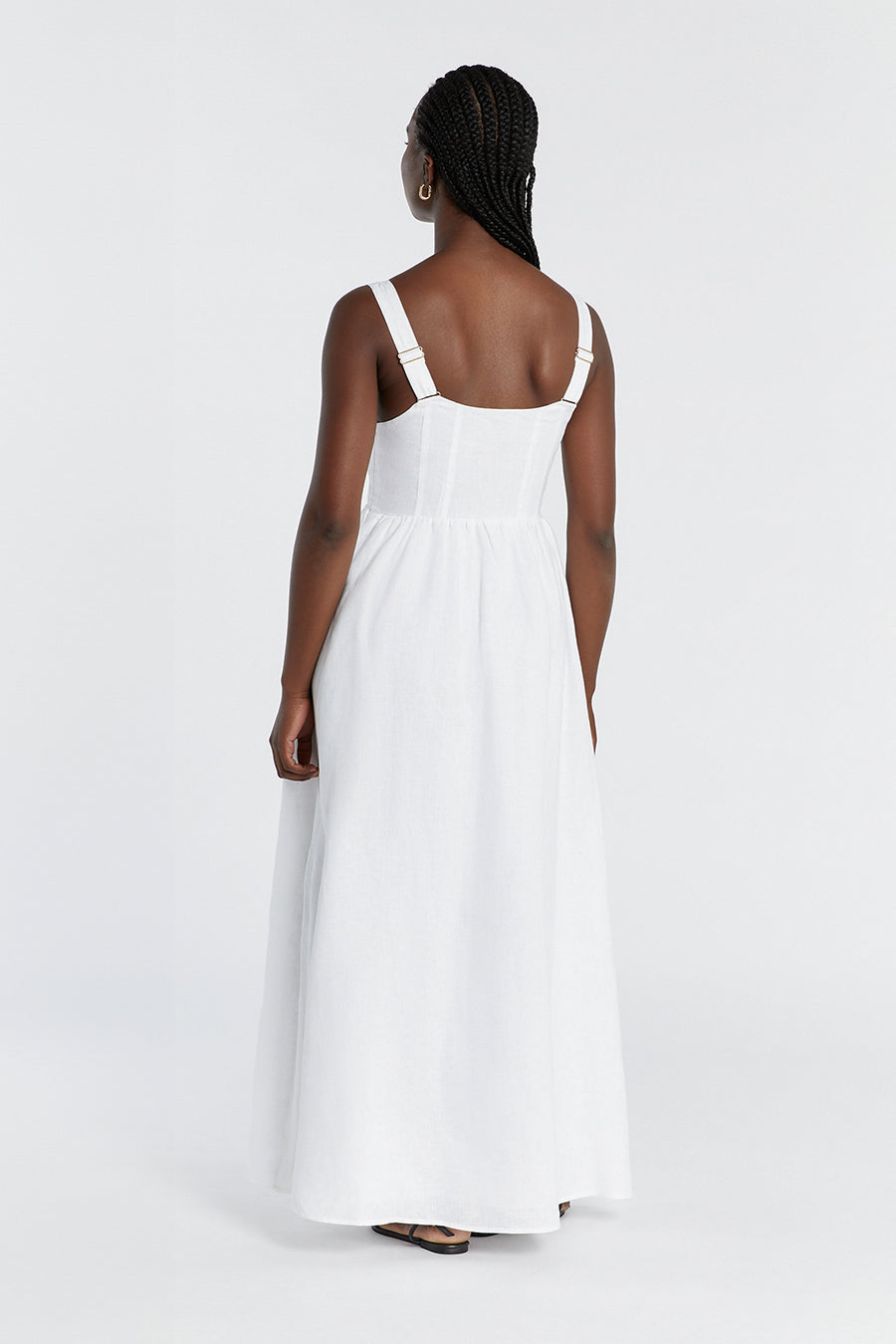 SPENCER WHITE LINEN MIDI DRESS