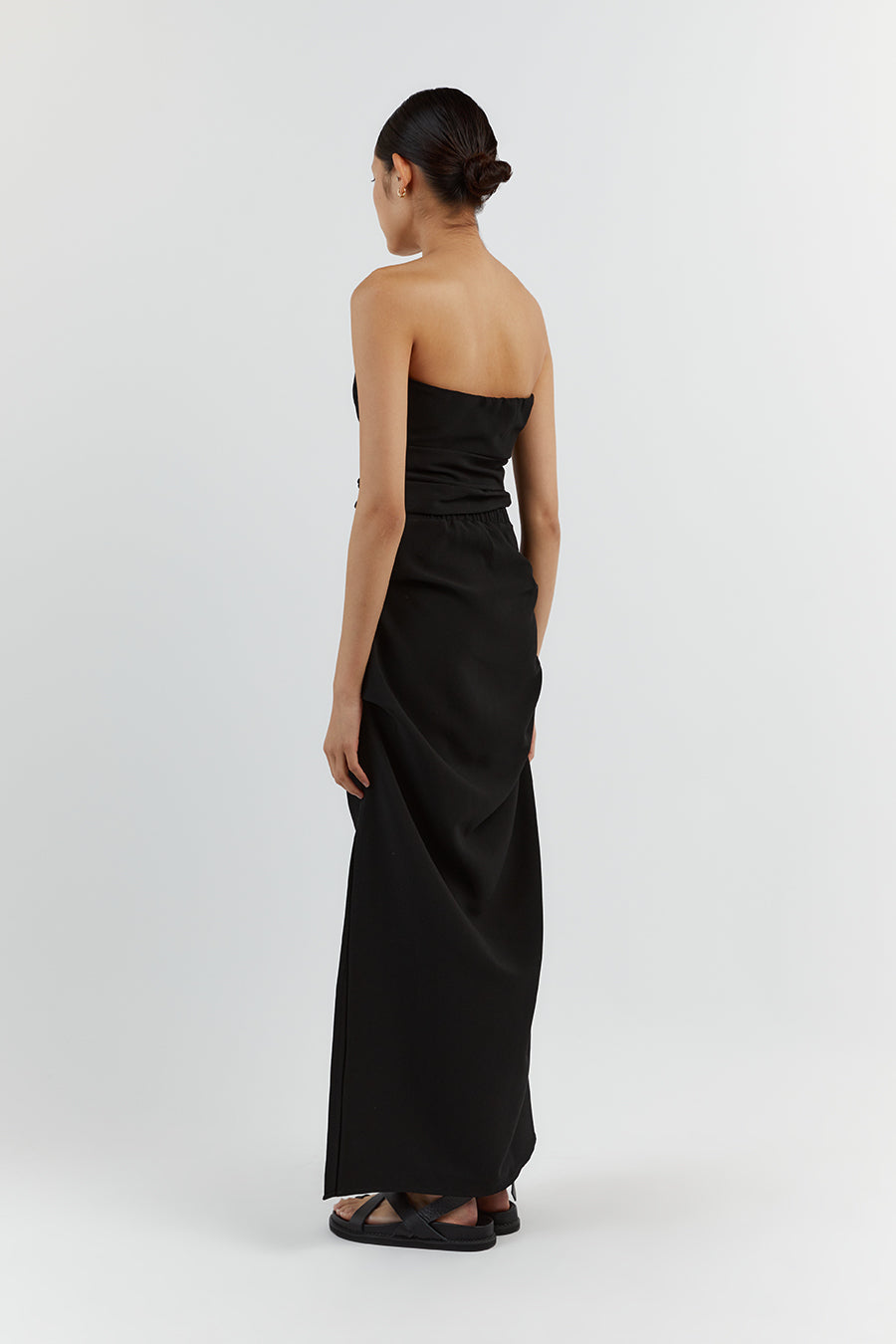 NILE BLACK ROUCHED MAXI SKIRT