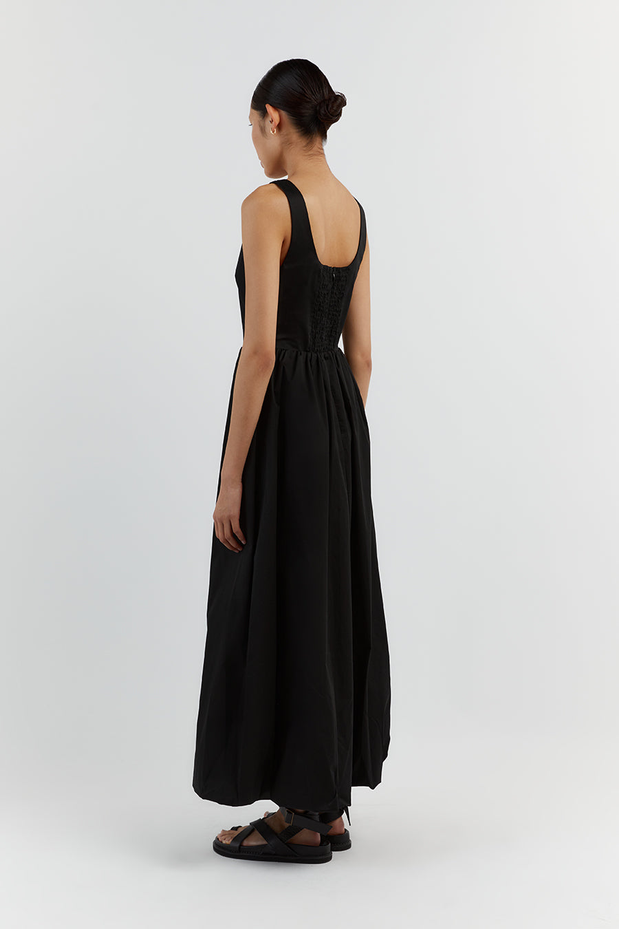 MORGAN BLACK COTTON MIDI DRESS