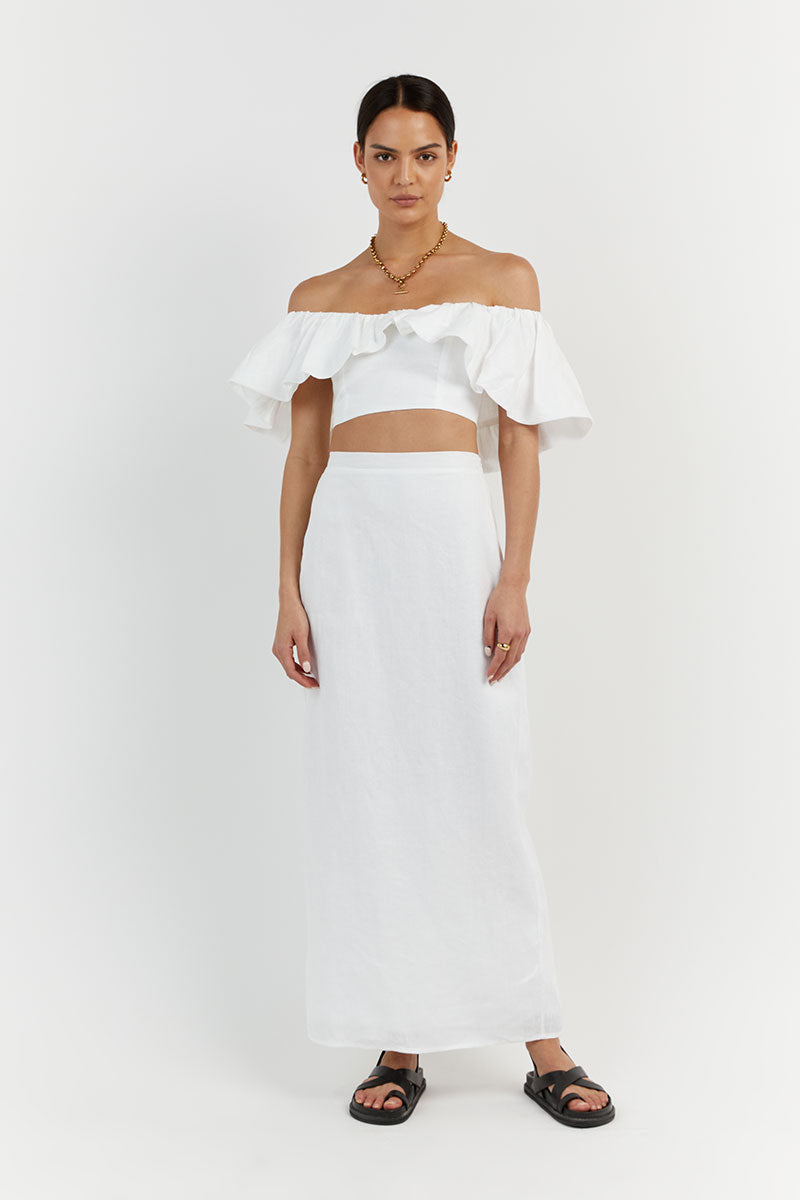 ISABELLE WHITE LINEN TOP