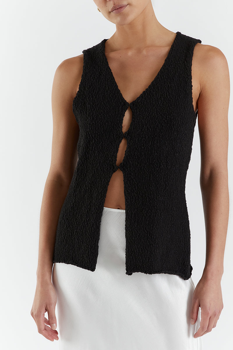 DION BLACK BOUCLE KNIT VEST