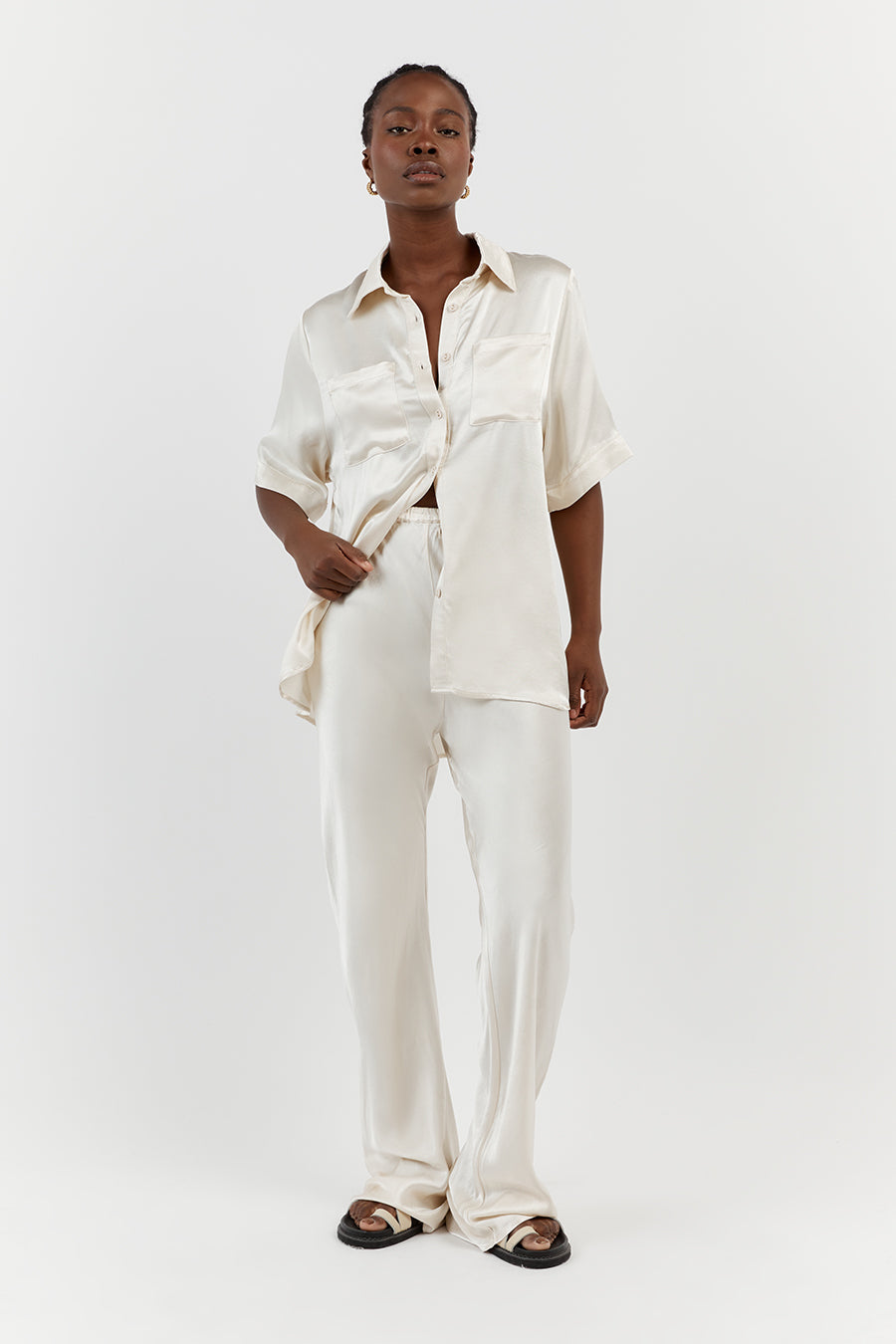 SIMONE PEARL SATIN BIAS CUT PANT