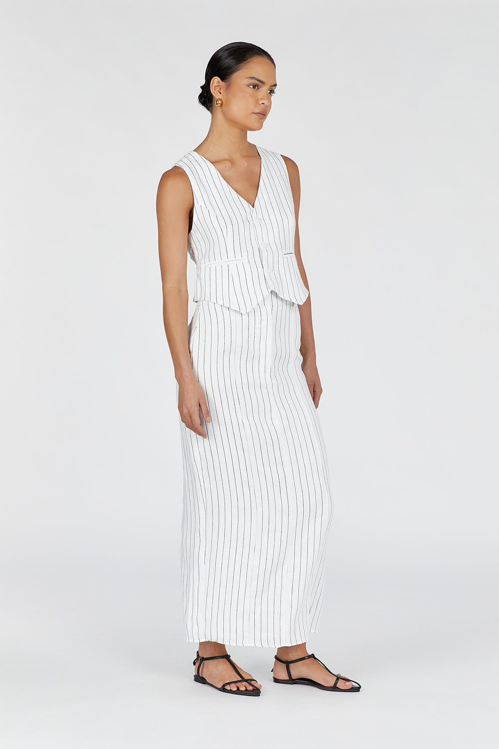 MARCEL WHITE PINSTRIPE VEST