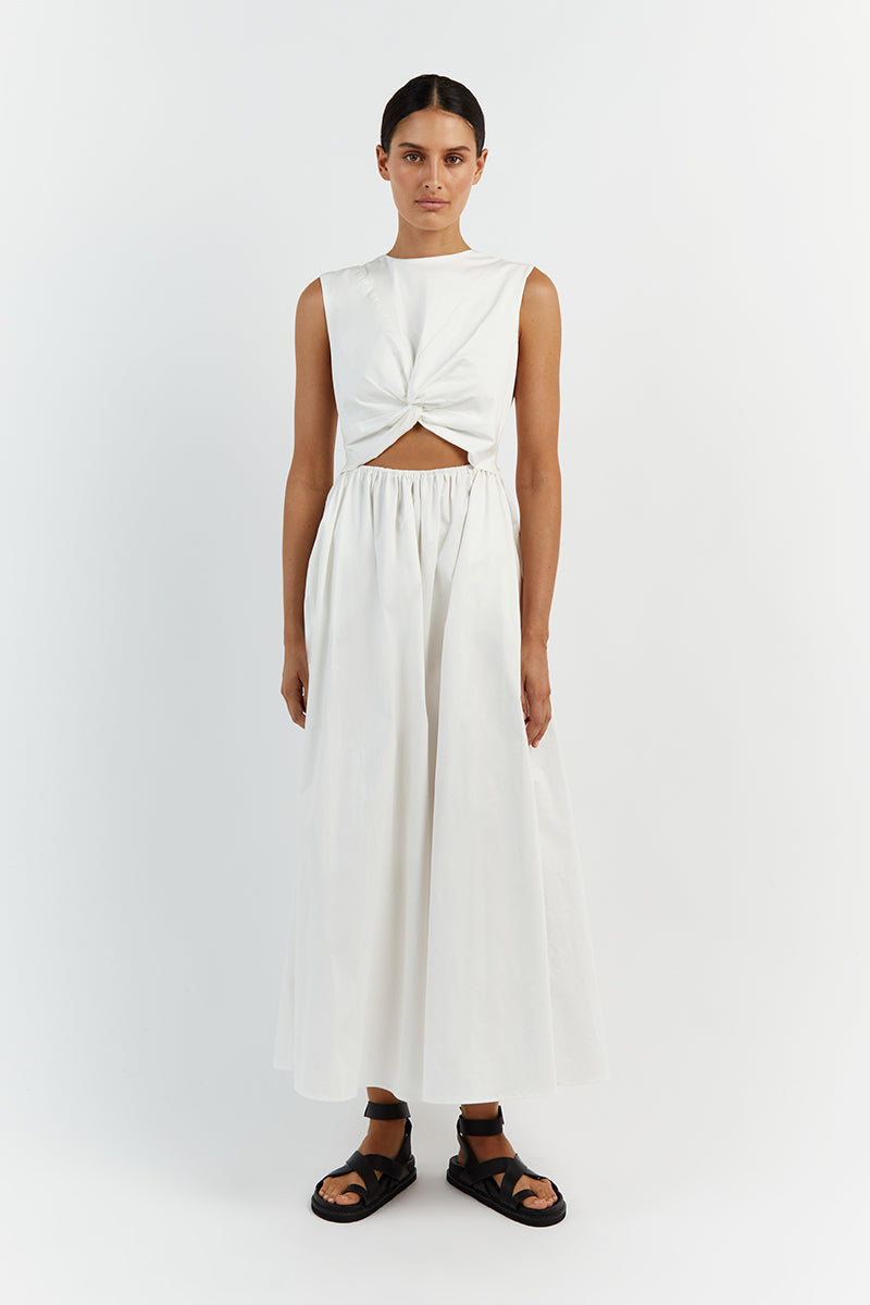 RAMSEY WHITE COTTON MIDI DRESS