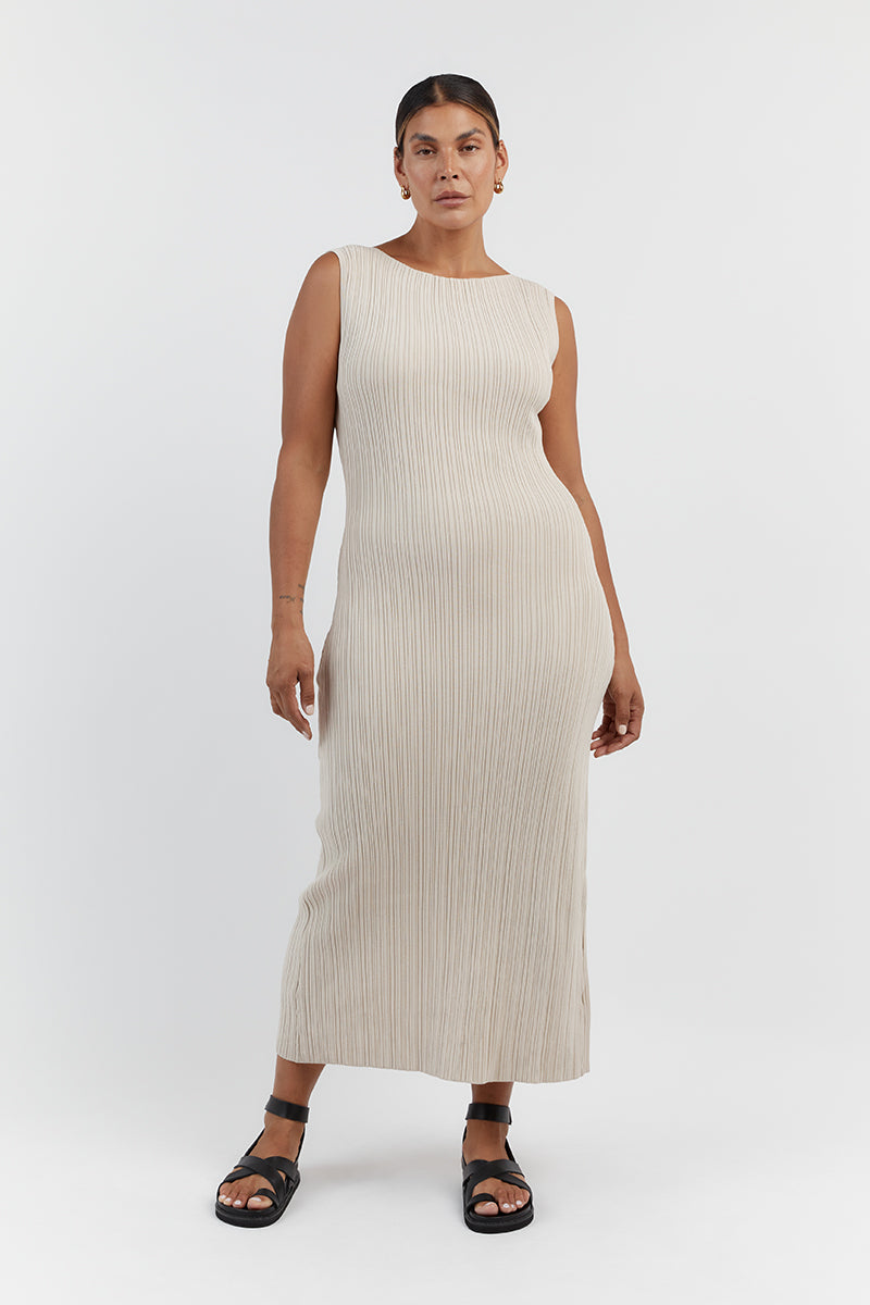 SIENNA STONE KNIT MIDI DRESS