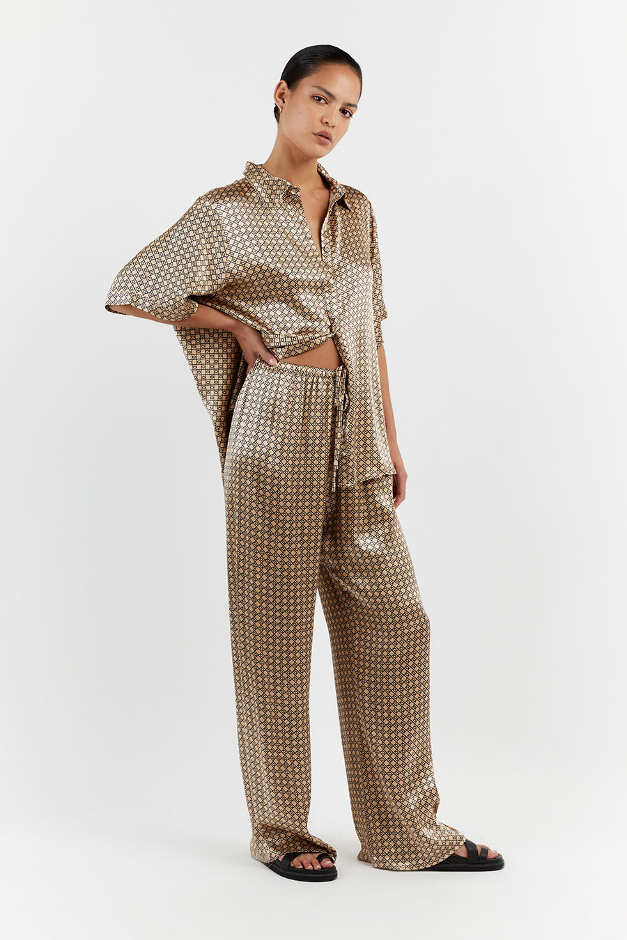 LOU SWIRL SATIN VACATION SHIRT