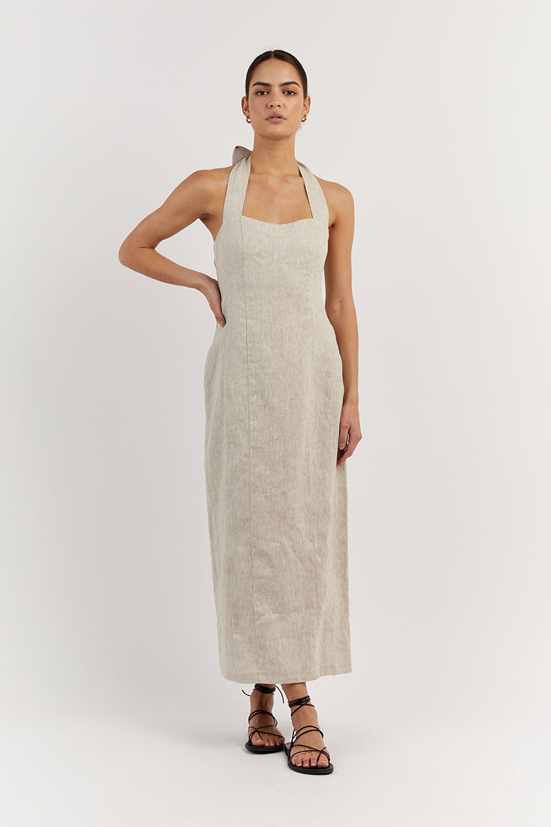 WILLOW NATURAL LINEN LONG DRESS